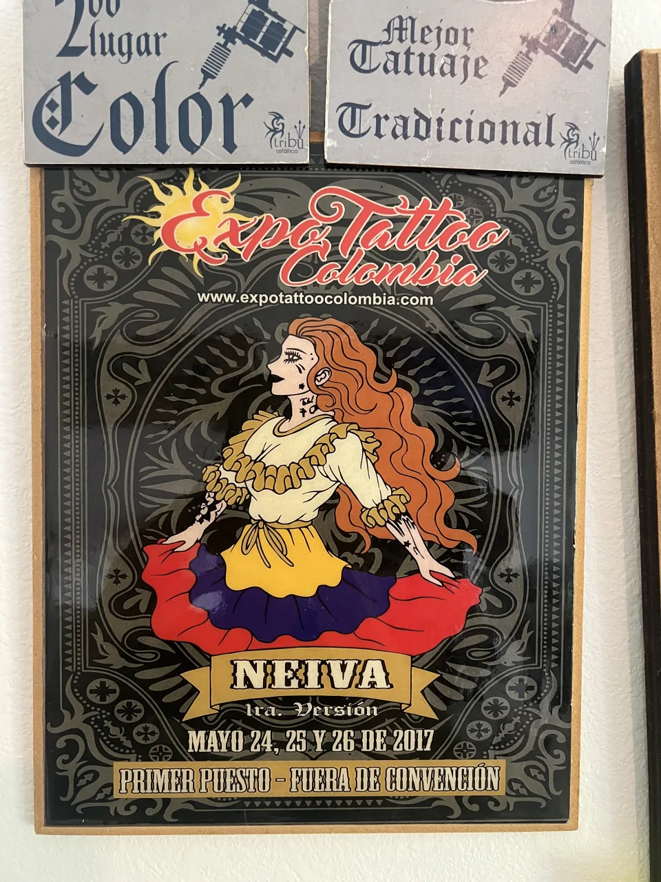 Plaque from ExpoTattoo Colombia Neiva 2017, first place out of convention